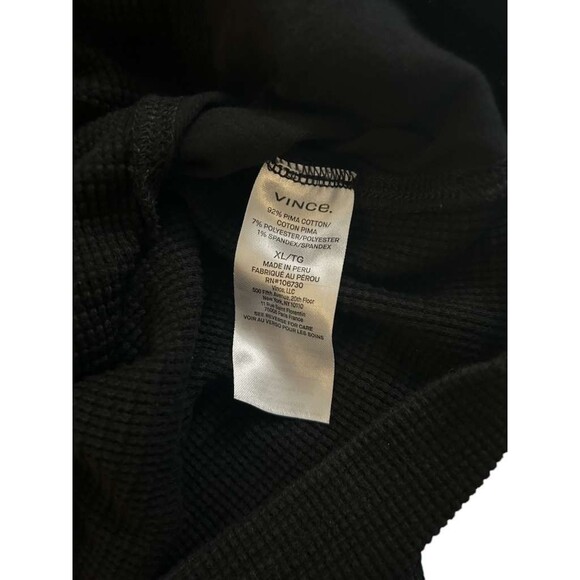 Vince Pima Cotton-Blend Thermal Long-Sleeve Pullover Mens Size XL Black - Picture 5 of 5